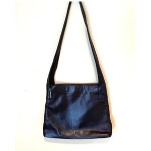 Perlina Black Soft Leather Shoulder Bag Hobo Tote Large Wide Strap